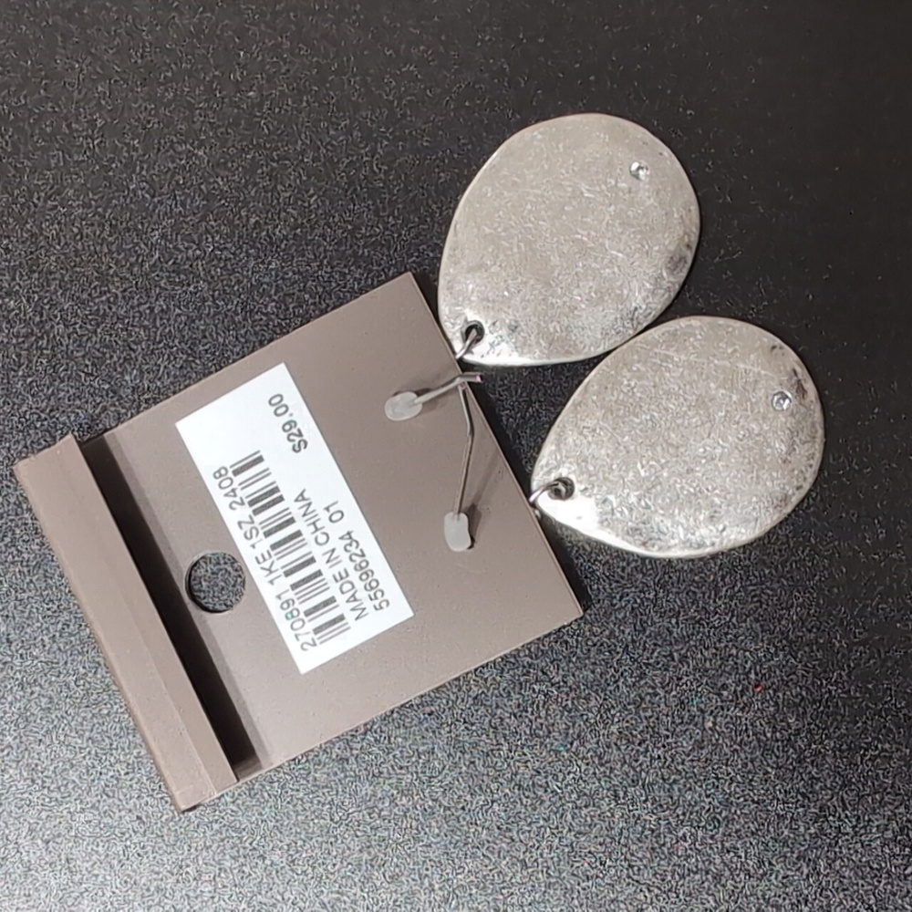 J. Jill Hammered Silver Teardrop Earrings NWT - Picture 4 of 5